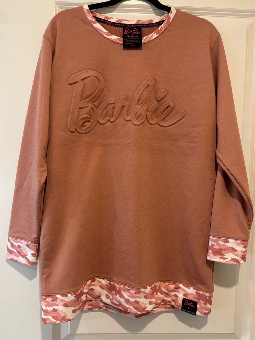 Limited Edition •Barbie & Ugly Dukling Pink Camo Trim oversized Sweatshirt